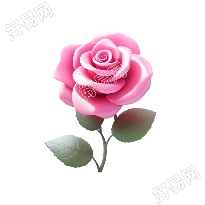 3D玫瑰花PNG高清图标素材