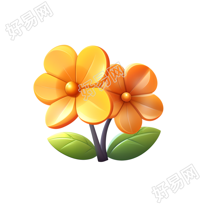 3D花卉卡通风格插图