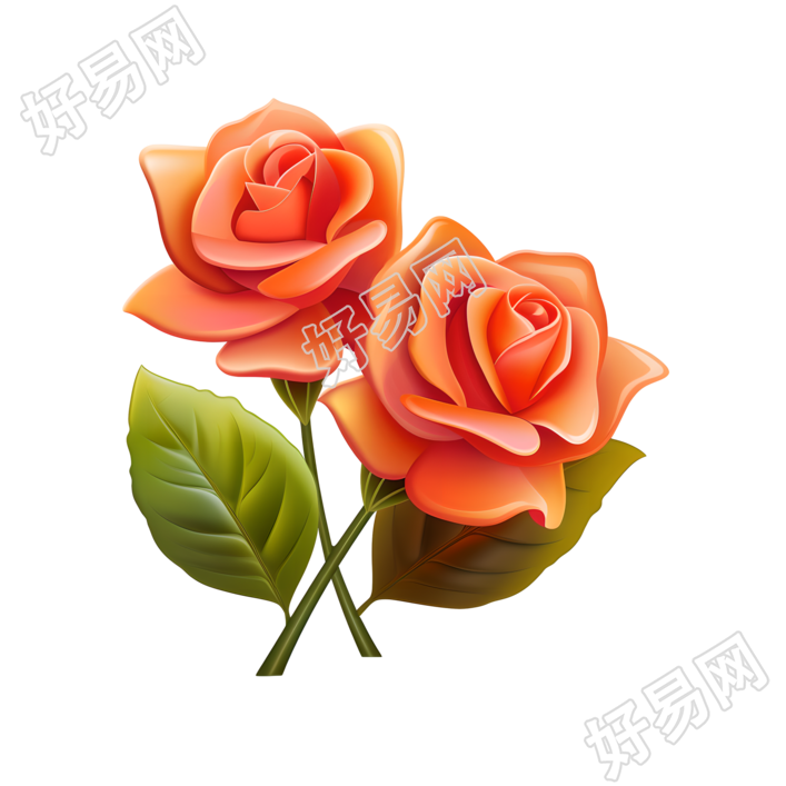 3D花卉可爱卡通插图