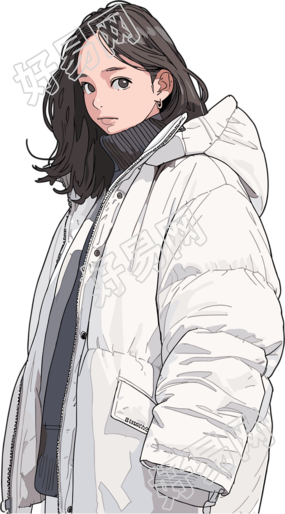 冬季羽绒服女孩透明背景素材