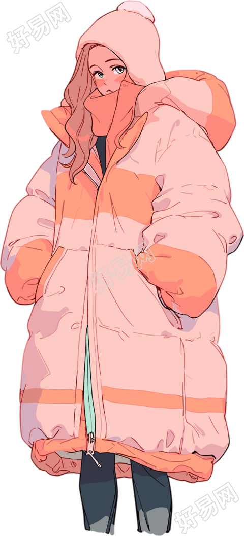 冬季羽绒服女孩PNG图形设计素材