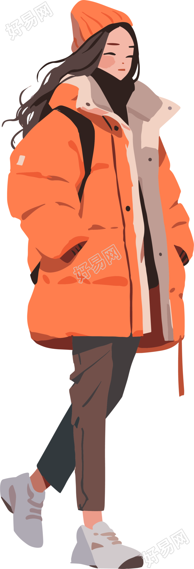 冬季羽绒服女孩PNG图形素材