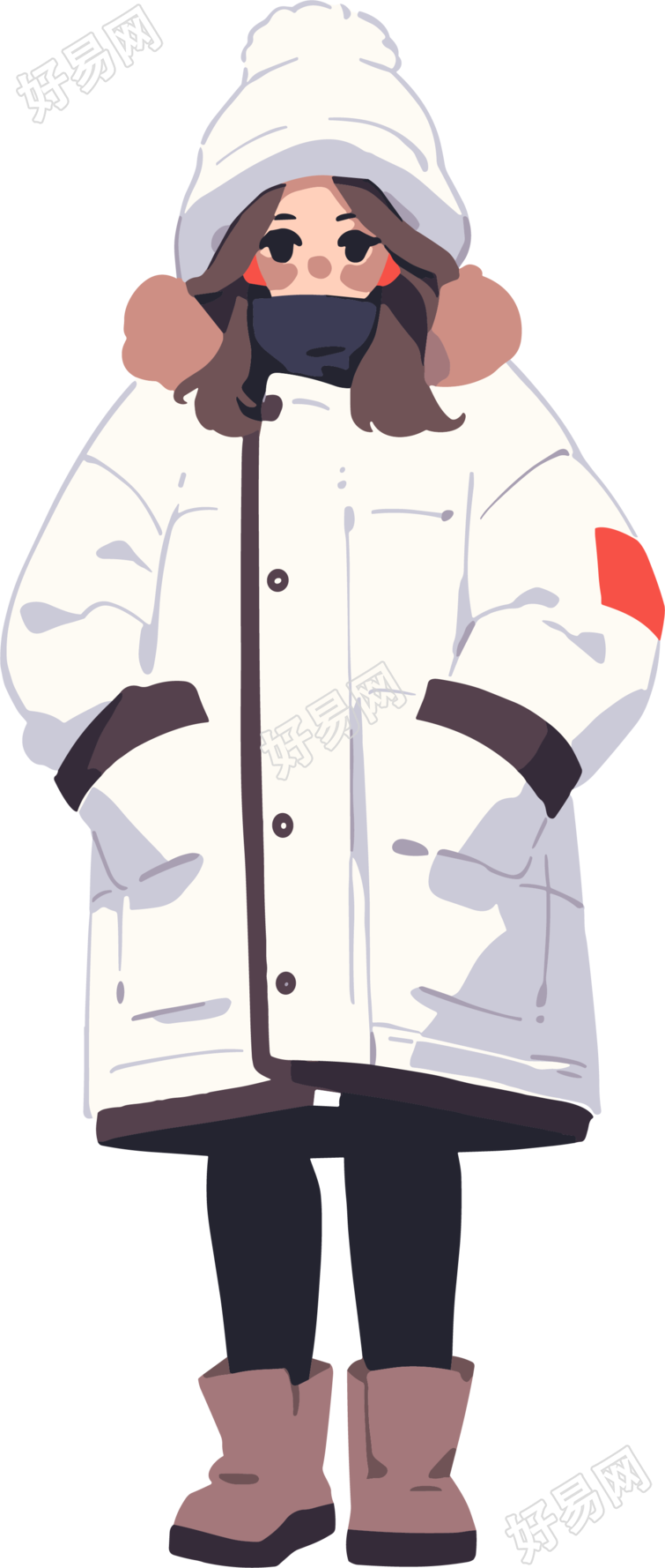 冬季羽绒服女孩保暖插画