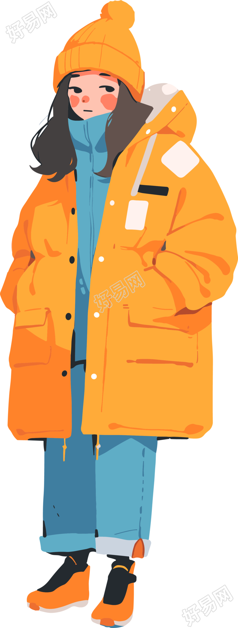 冬季羽绒服女孩保暖图形素材