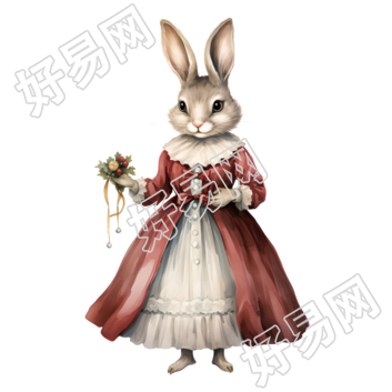 复古风兔子创意商用插图