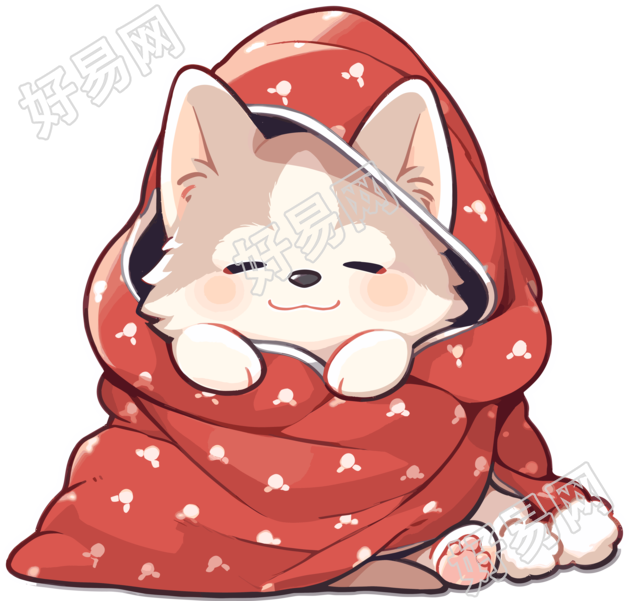 可爱小狗与圣诞毯子插图