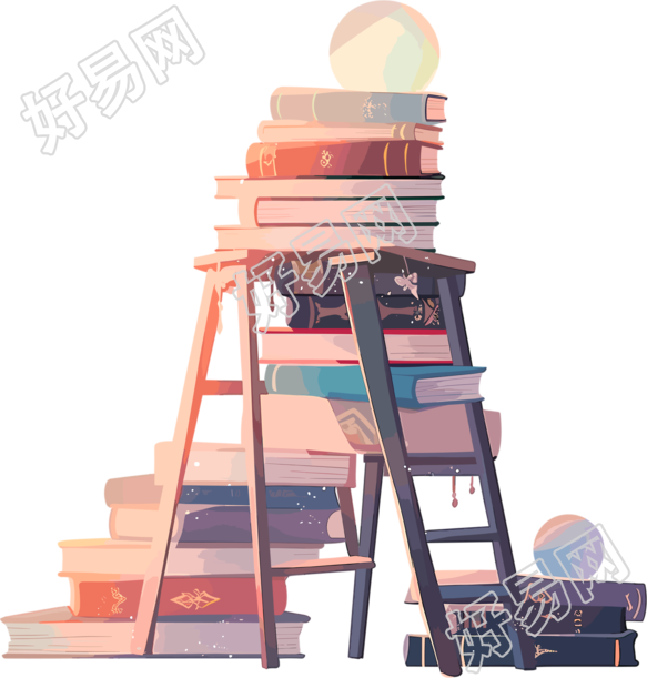 书本和梯子创意设计平面插画