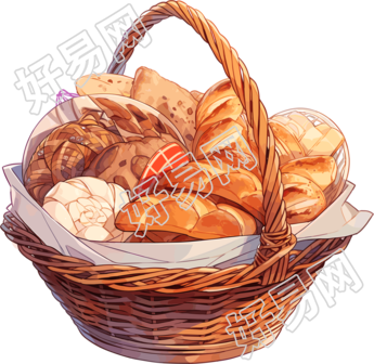 篮子里的面包插画设计素材
