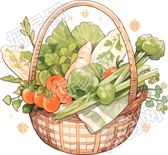 篮子里的蔬菜透明背景素材