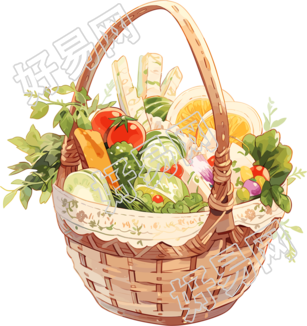 篮子里的蔬菜商业设计插画