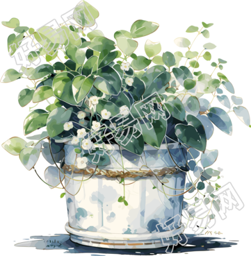 盆栽贴纸创意商业设计素材