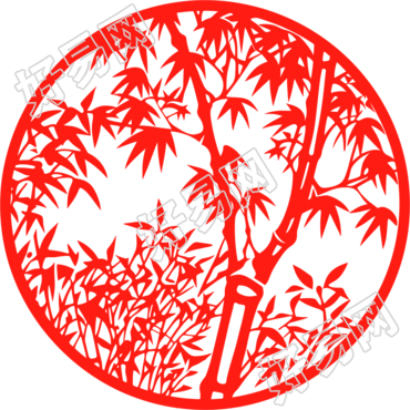 剪纸窗花竹叶创意设计素材