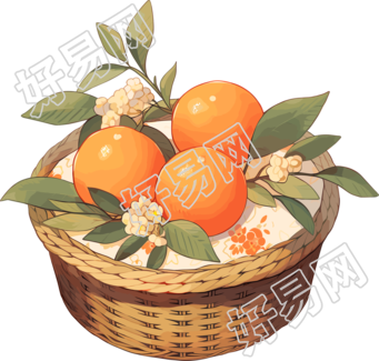 篮子里的橙子透明背景插画