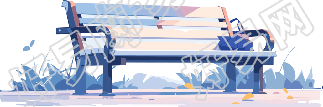 小清新长椅图形素材插画设计
