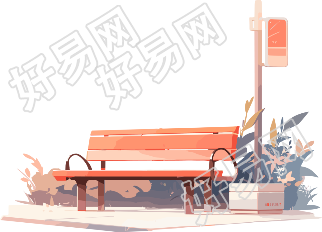 小清新长椅2D图形创意插画