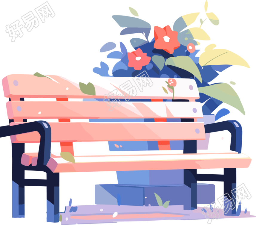 小清新长椅简约设计的插画