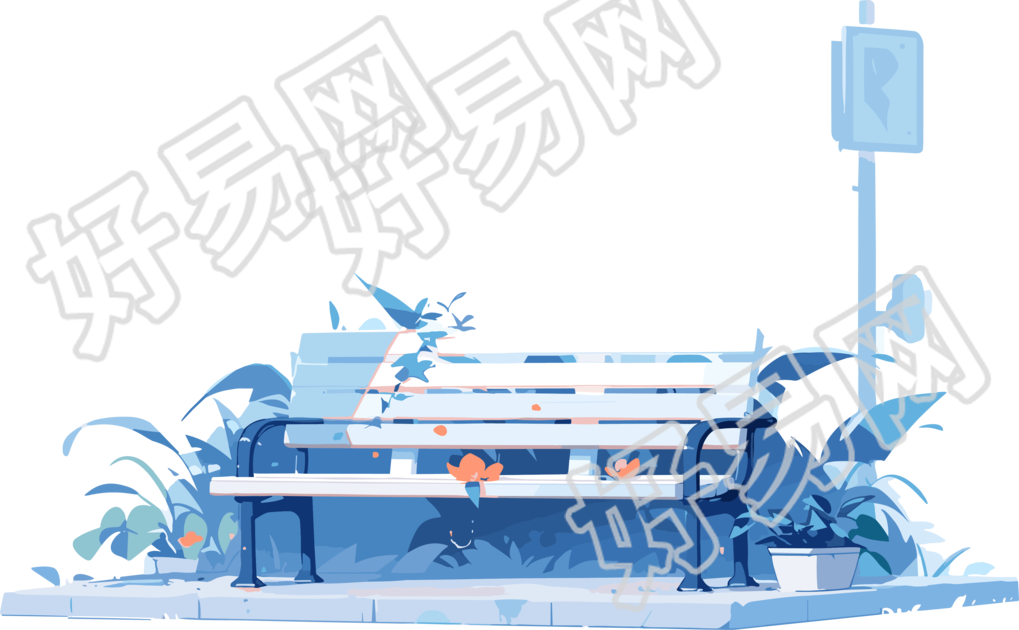 公园长椅简洁明亮商业插图