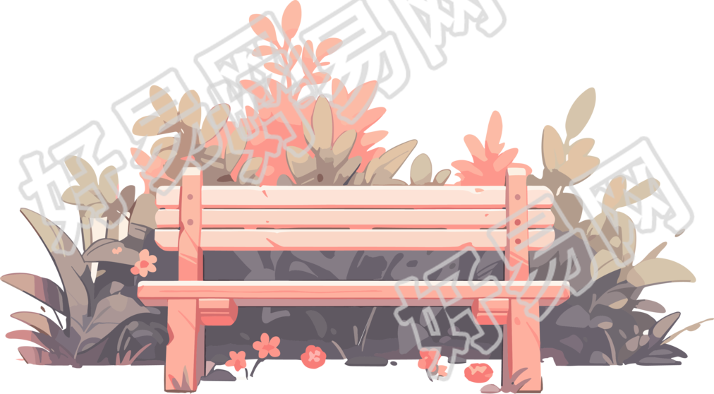 公园长椅透明背景插画