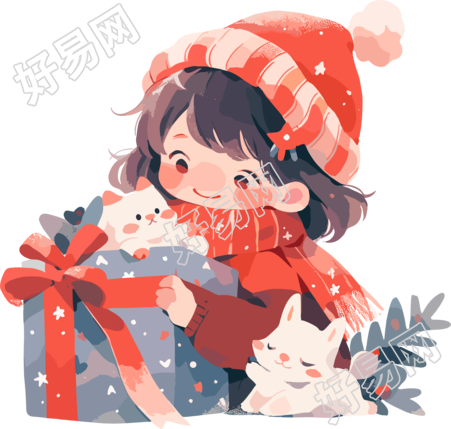 圣诞主题乖巧小女孩插图