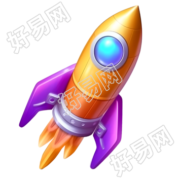 动漫风格火箭3D蓝紫渐变素材