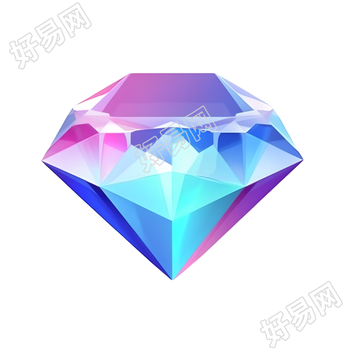 3D蓝紫渐变钻石透明背景素材