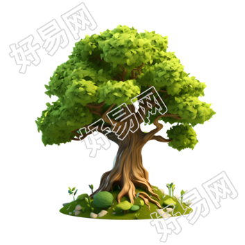 3D大树简约白底插图