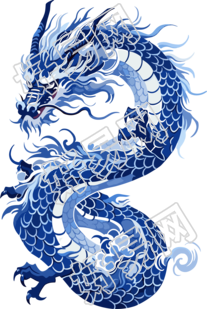 中国龙版画插画素材