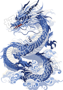 中国龙扁平插图