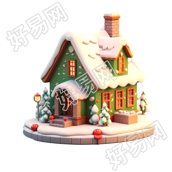 圣诞小屋黏土质感素材
