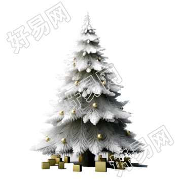 圣诞树白茫茫3D渲染插画