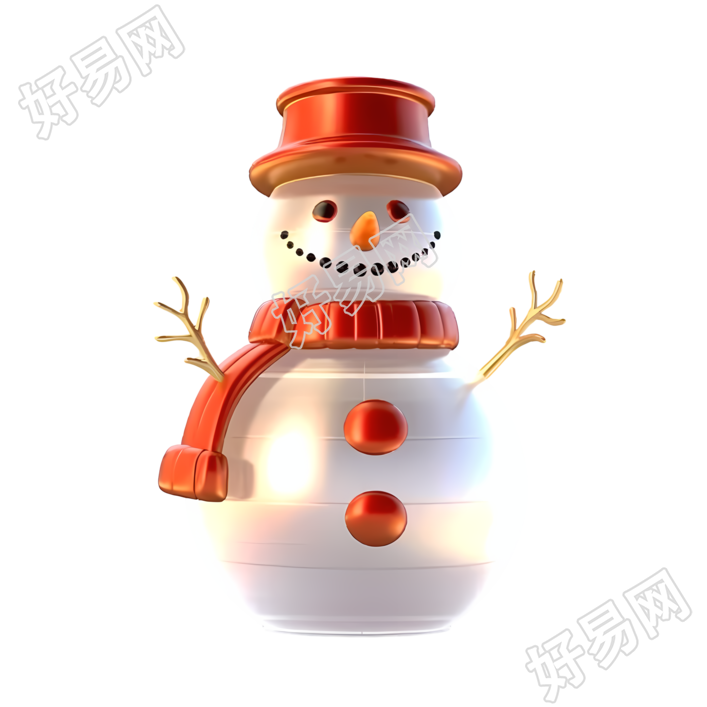 圣诞雪人红金创意插画