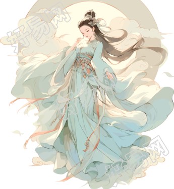 敦煌女神美丽迷人的插图素材
