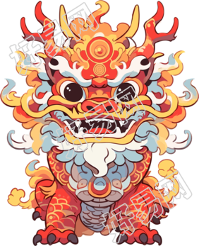 红色国风龙卡通形象图
