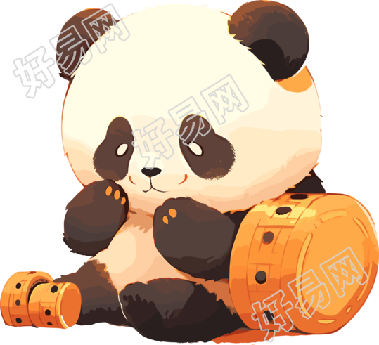 小熊猫与金币可爱素材