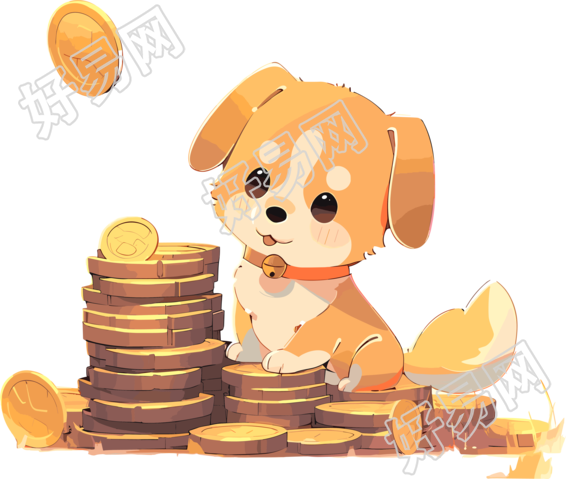 火柴狗旁边的金币素材