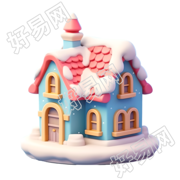 圣诞雪屋可爱风格插画