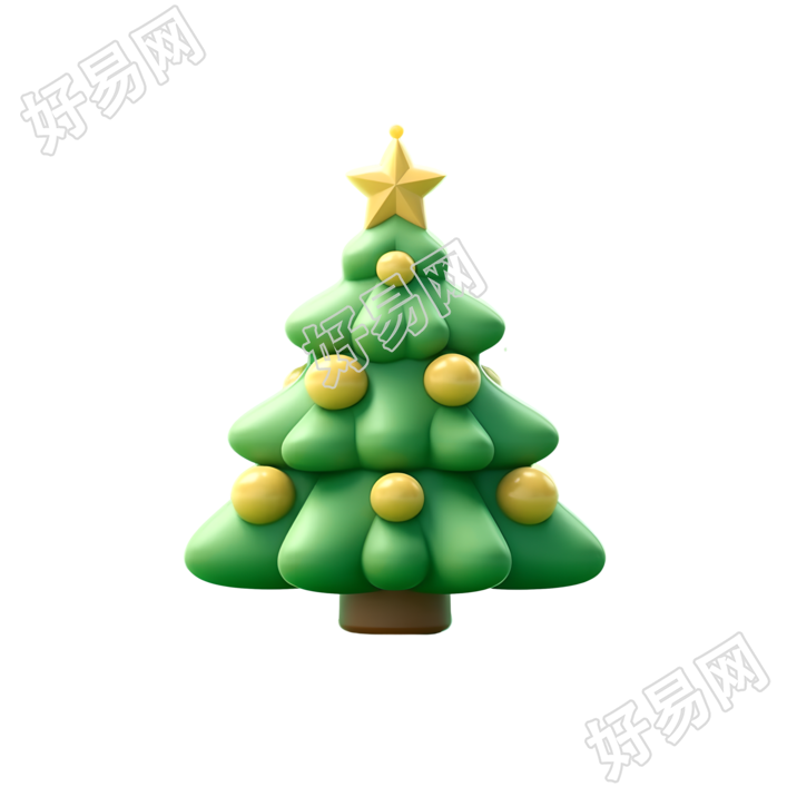 圣诞树可商用的3D粘土材质素材