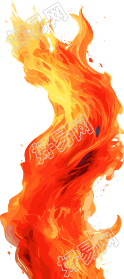 橙色火焰平面插图