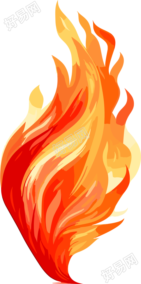 红橙色火焰高质量平面插画