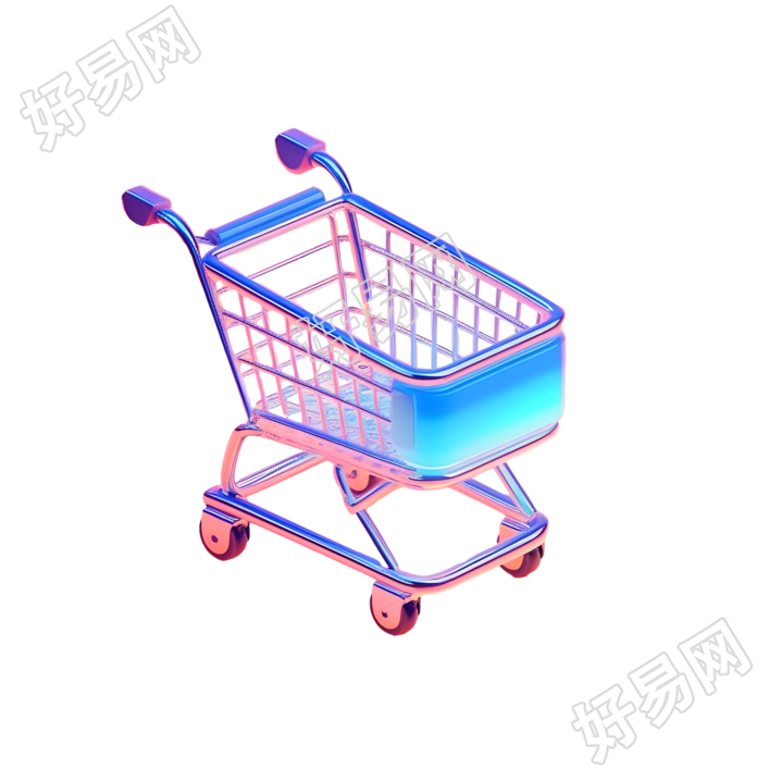 购物车卡通风格的简约图标插图