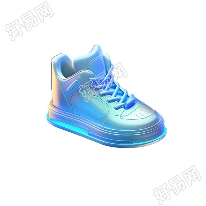 板鞋3D透明玻璃材质卡通插画