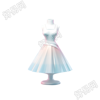 连衣裙3D迷你卡通图标设计素材