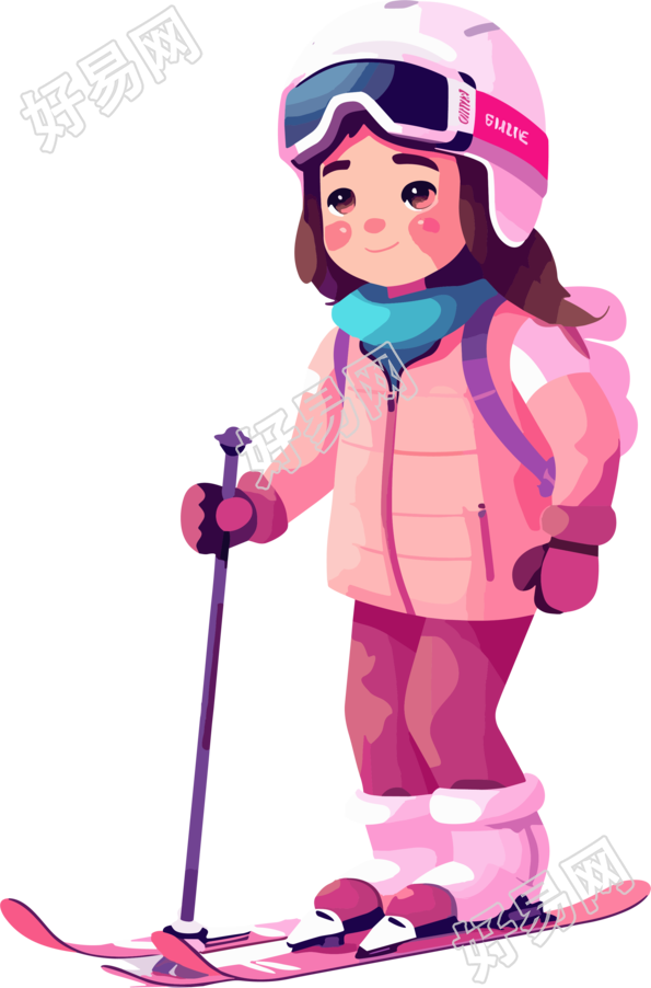 滑雪儿童粉色滑雪衣服平面素材