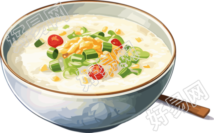 早餐白粥美味插画
