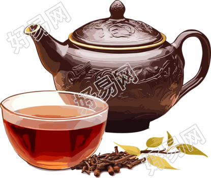 茶壶和杯子创意设计图形素材