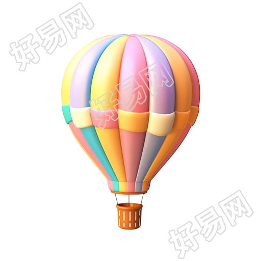 热气球卡通3D图标插画
