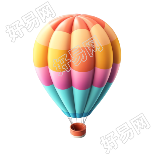 热气球3D黏土材质插画