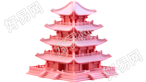 中国古代阁楼果冻积木模型插图