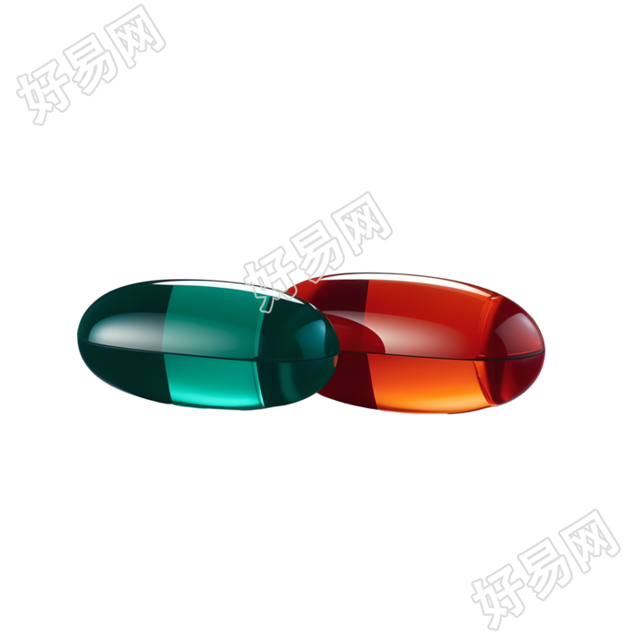 红绿两色药丸插画设计元素