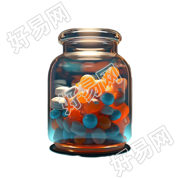 玻璃罐填满药丸元素